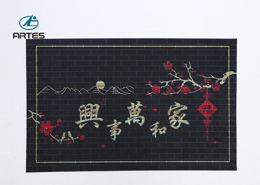 Customized Printing PVC Anti Slip Mat Chinese Style For Door Bathroom